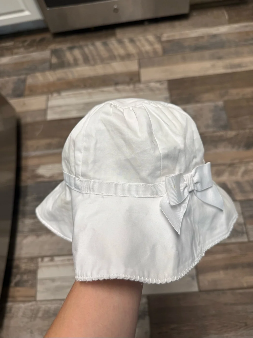 Janie and Jack White Cotton Sun Hat with Side Bow